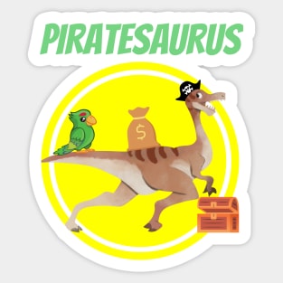 Piratesaurus Pirate Dinosaur Dino Parrot Treasure Hunter Funny Gifts Sticker